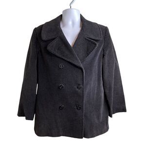 Vintage Jonathan Michael Women's Black Corduroy Pea Coat Est. Size S Old Money